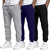 Neer 3 Pack Men's Athletic Sweatpants Drawstring Lounge Pants Elastic Waist Joggers with Pockets Men Running Workout Pants
