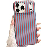 Jmltech for iPhone 17 Pro Max Case Striped Phone Cases Cute Women Girly Trendy Shockproof Slim Soft TPU and Hard PC Protective Cover Red