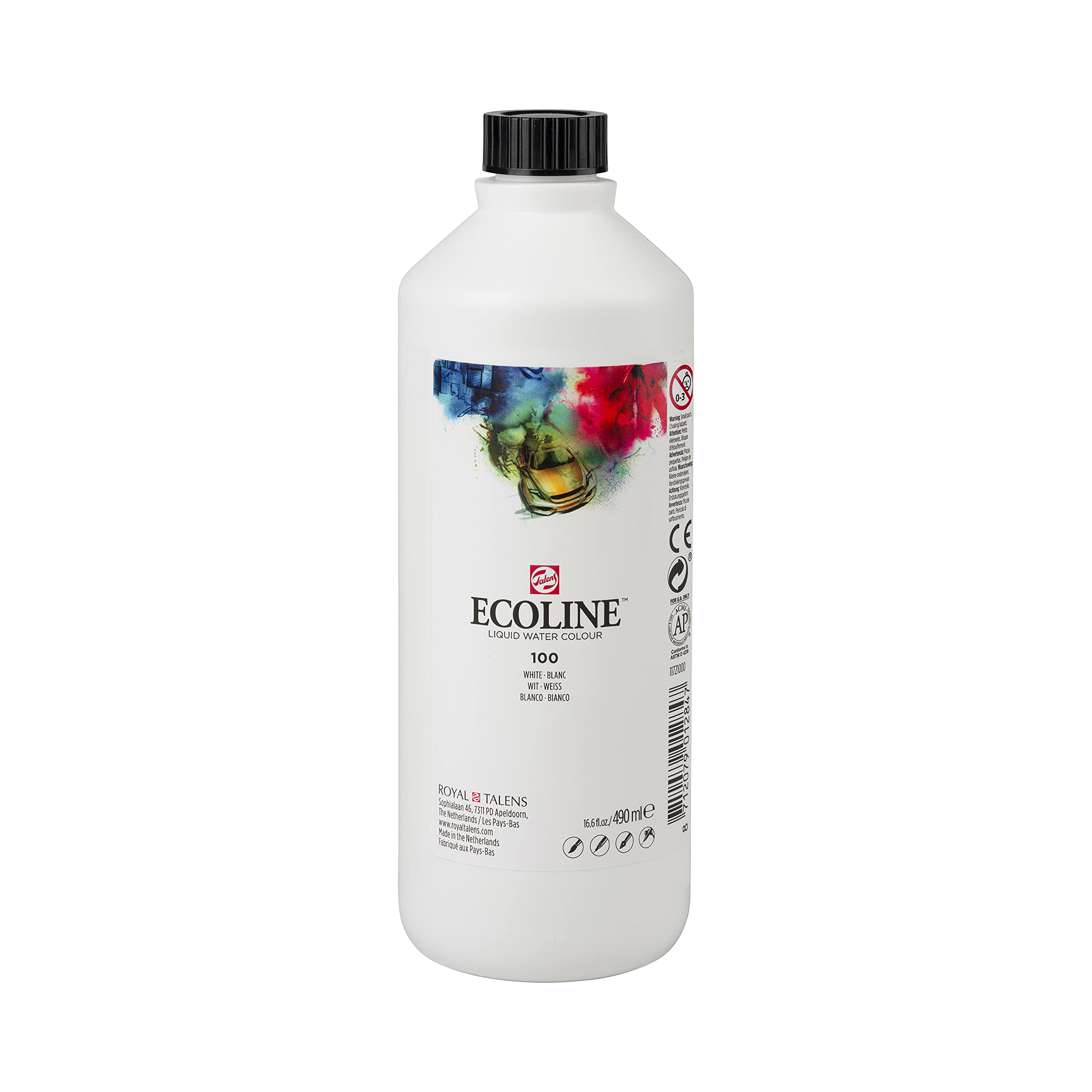 Ecoline Liquid Watercolour Bottle 490 ml White 100 (11721000) — image 1