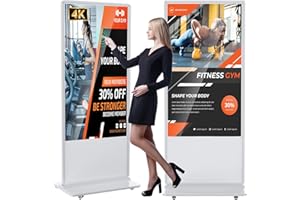 YCKJNB 65 inch Indoor Digital Signage 4K Touchscreen IPS Floor Standing Digital Kiosks Interactive Displays with WiFi HDMI/USB Input Auto AD Player, Android OS White