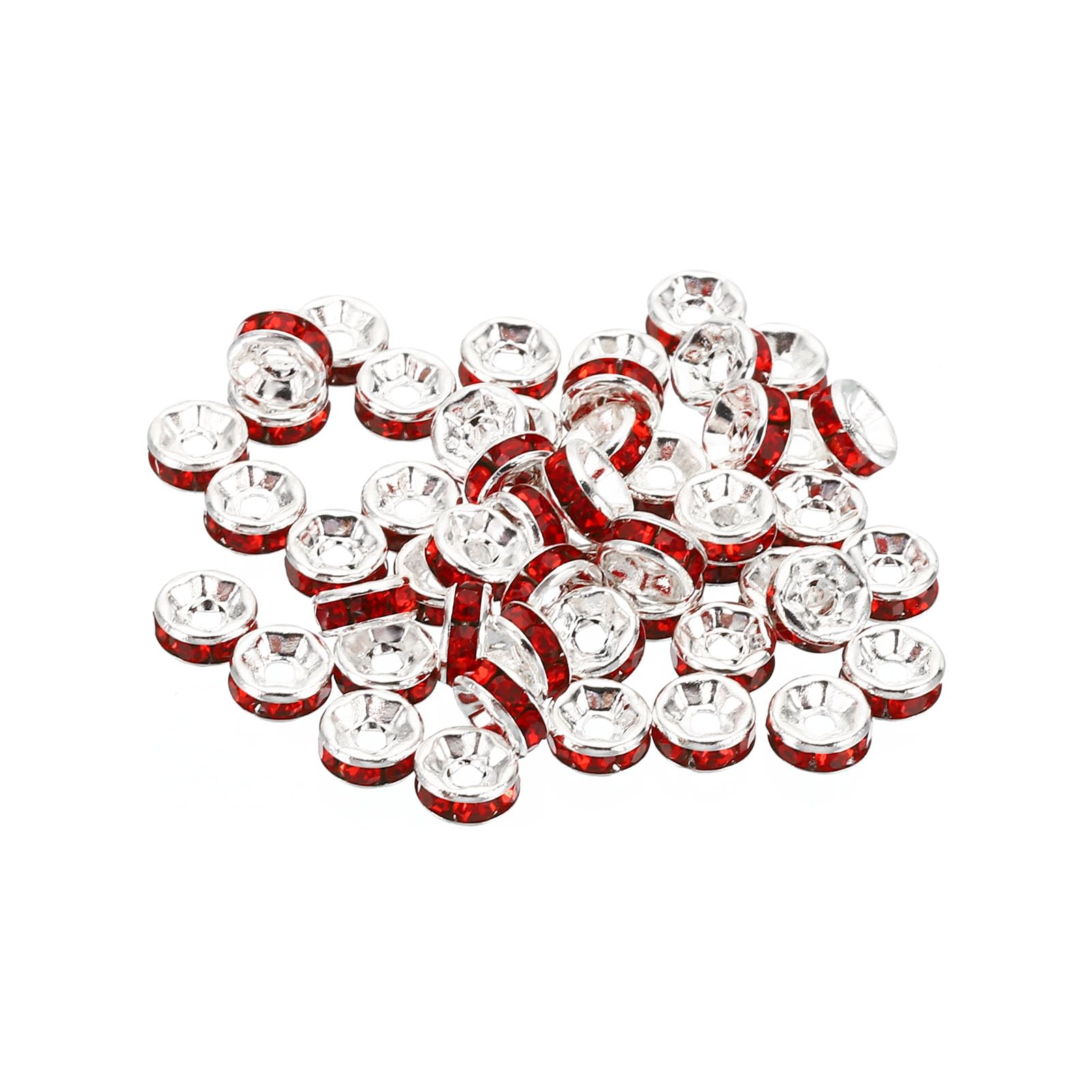 PATIKIL 6mm Spacer Beads, 100pcs Bead Spacers Rondelle Spacer Beads Rhinestone Small Round Bulk Glass Beads Crystal for Making DIY, Red