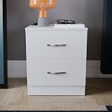 Vida Designs Bedside Table White 2 Drawers Rails 47 x 40 x 36 cm view 4