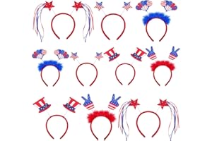 Lainlight 4th of July Headband,10Pcs Patriotic Head Boppers Headband, 4th of July Accessories American Flag Decorations for Independence Day Party Supplies