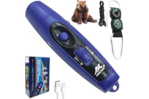 NAFHONE Rechargeable Bear Horn to Scare Bears, 125dB Electronic Air Horn with LED Flashlight & Compass & Thermometer, Electronic Whistle Bear Bells for Safety Hiking Camping Emergency Self Defense