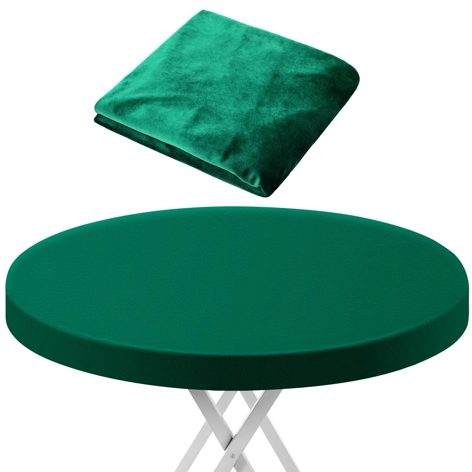 Photo 1 of SmoothNovelty 49" Green Velvet Poker Table Cover for Mahjong, Card Games, Noise Reducing, Slip Prevention, Smooth Fabric Round Table Tablecloth for Board and Dice Games