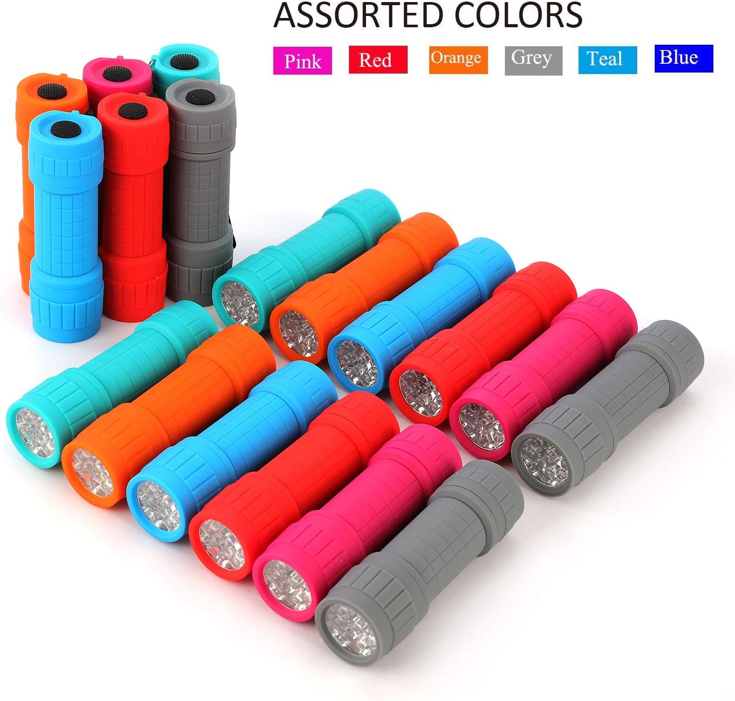 FASTPRO 18-Pack, 9-LED Mini Flashlight Set, 54-Pieces AAA Batteries are Included and Pre-Installed, Perfect For Class Teaching, Camping, Wedding Favor - - 