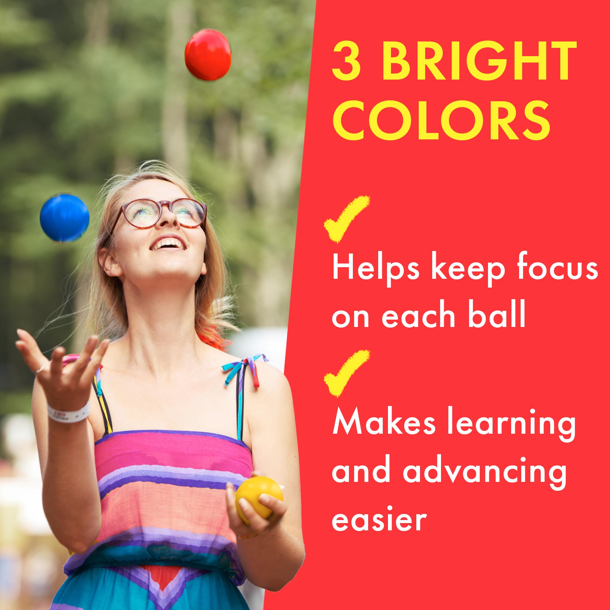 Covelico Juggling Balls, Set of 3 Vibrant Juggling Balls for Beginners - Learn to Juggle with Juggle Balls Suitable for Kids, Teens, & Adults. Beginner & Professional Kit - Stylish Bag & Instructions