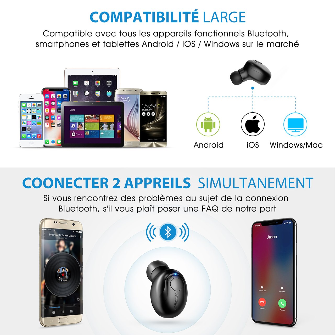 Différents modèles d'oreillettes | Bluetooth invisible GSM /VIP CARD/9v