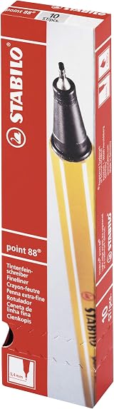 Stabilo point 88 Fineliner Pack of 10 Strawberry Red 0.4 mm rugged metal tip view 4