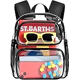 MAY TREE Clear Backpack Stadium Approved, 12x10x6 Inches Small Clear Bag with Padded Straps for Stadium Events, Concert, and Work, Black