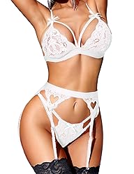 RSLOVE Women Lace Lingerie Set with Garter Belts