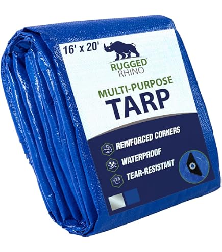 Amazon.com: RUGGED RHINO Heavy Duty Waterproof Tarp, Reinforced