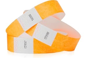 1,000 WristCo Neon Orange Tyvek Wristbands for Events - Tamper-Proof Design & Fluorescent Color Prevent Reuse Premium-Grade Bracelets for Hospital & Medical ID, Party & VIP Identification