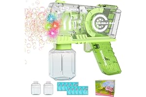 BMONATY Bubble Machine Automatic Bubble Gun for Kids, Bubble Maker Blower for Toddlers with LED Lights & Solution,10000+Bubbles Toy for Bubble Party Favors, Boys Girls Birthday, Outdoor & Indoor (green)