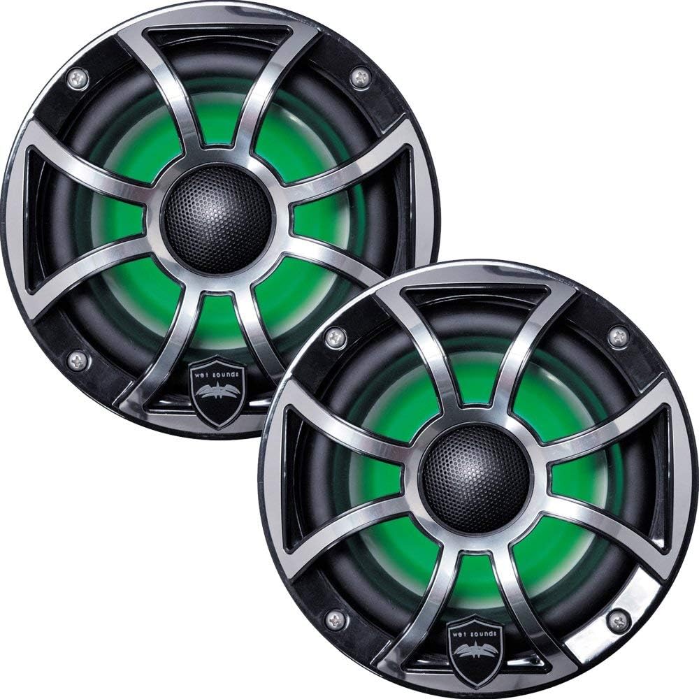 Wet Sounds REVO 6-XSB-SS Black XS/Stainless Overlay Grill 6.5 Inch Marine LED Speakers (Pair) (Renewed)