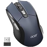 Acer Wireless Mouse for Laptop, 2.4GHz Computer Mouse 5 Adjustable 4000 DPI | Office Cordless USB Mice with USBA Receiver, 6 Buttons, Medium to Large Sized Hands Compatible with PC, Laptop, Desktop