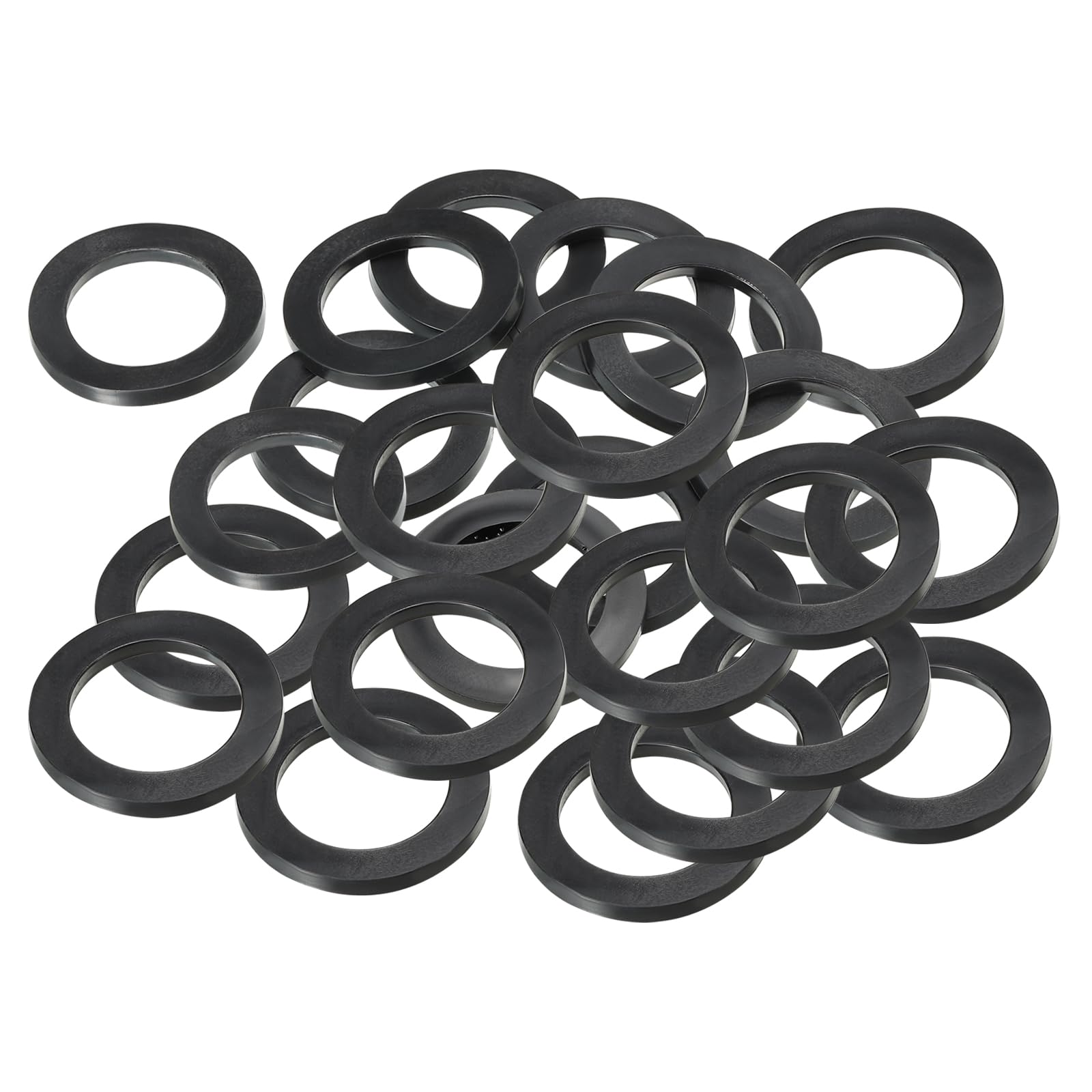 PATIKIL M30 Rubber Flat Washer, 24 Pack 30mm ID 39mm OD 3mm Thick Sealing Spacer Gasket Ring for Faucet Pipe Water Hose Fastener Bolt, Black