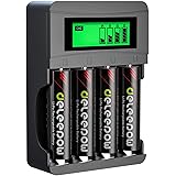Deleepow 1.5V AA Rechargeable Batteries, Lithium Double A Batteries with LCD Charger, 3400mWh High Capacity, 1500 Cycles, 2H 