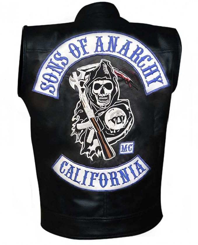 Replica Sons of Anarchy Faux Leder Motorrad Weste mit Patches