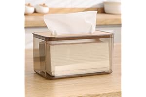 Tissue Box Cover, Unique Minimalist Style Large Capacity PET Composite Board Holder with Easy to Wipe, for Home Living Room D