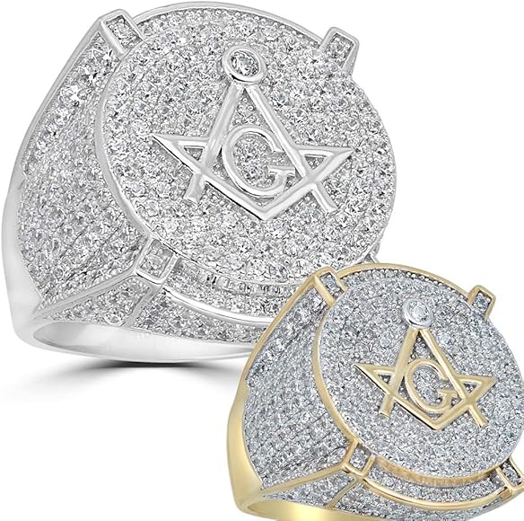 Amazon リアルソリッド 925シルバー メンズ フリーメイソンリング サイズ 7 13 アイスアウト ヒップホップリング リング 通販