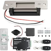 2026 Upgraded Access Control Electric Strike Door Lock Kit | Fit Cylindrical Mechanical locksets Wireless Door Buzzer Entry System ,with Remote Control, Button, Buzzer, Power Adapter