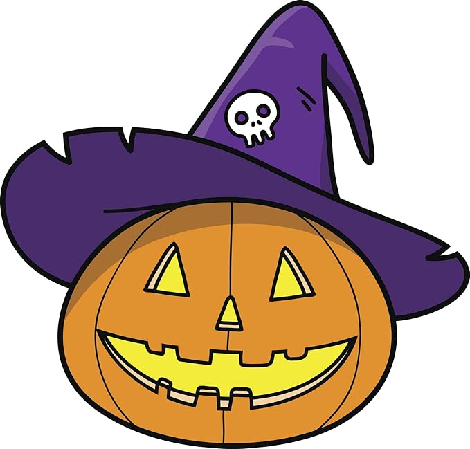 Amazon Com Cute Halloween Jack O Lantern With Witch Hat Cartoon Vinyl Decal Sticker 4 Wide Automotive