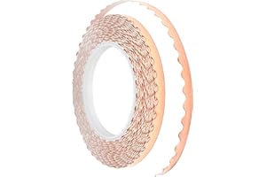 YEZHET Scalloped Copper Foil Tape, 1/4 Inch Black Backed Copper foil for Stained Glass