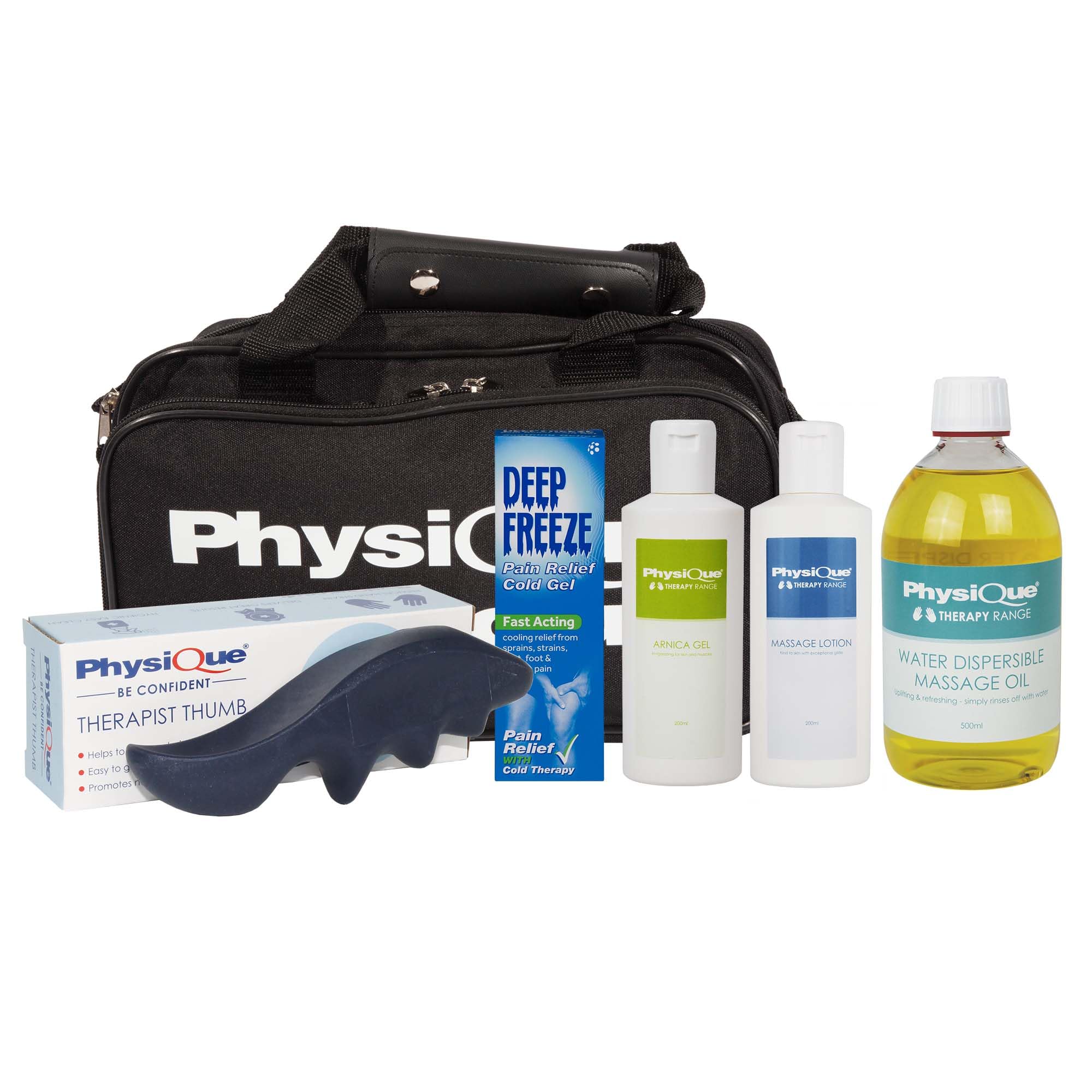 Physique Starter Kit - Massage Lotion, Massage Oil, Arnica Gel and Cold Gel Set with Massage Tool - Beginners & Students - Easy to Transport - Rich in Essential Oils