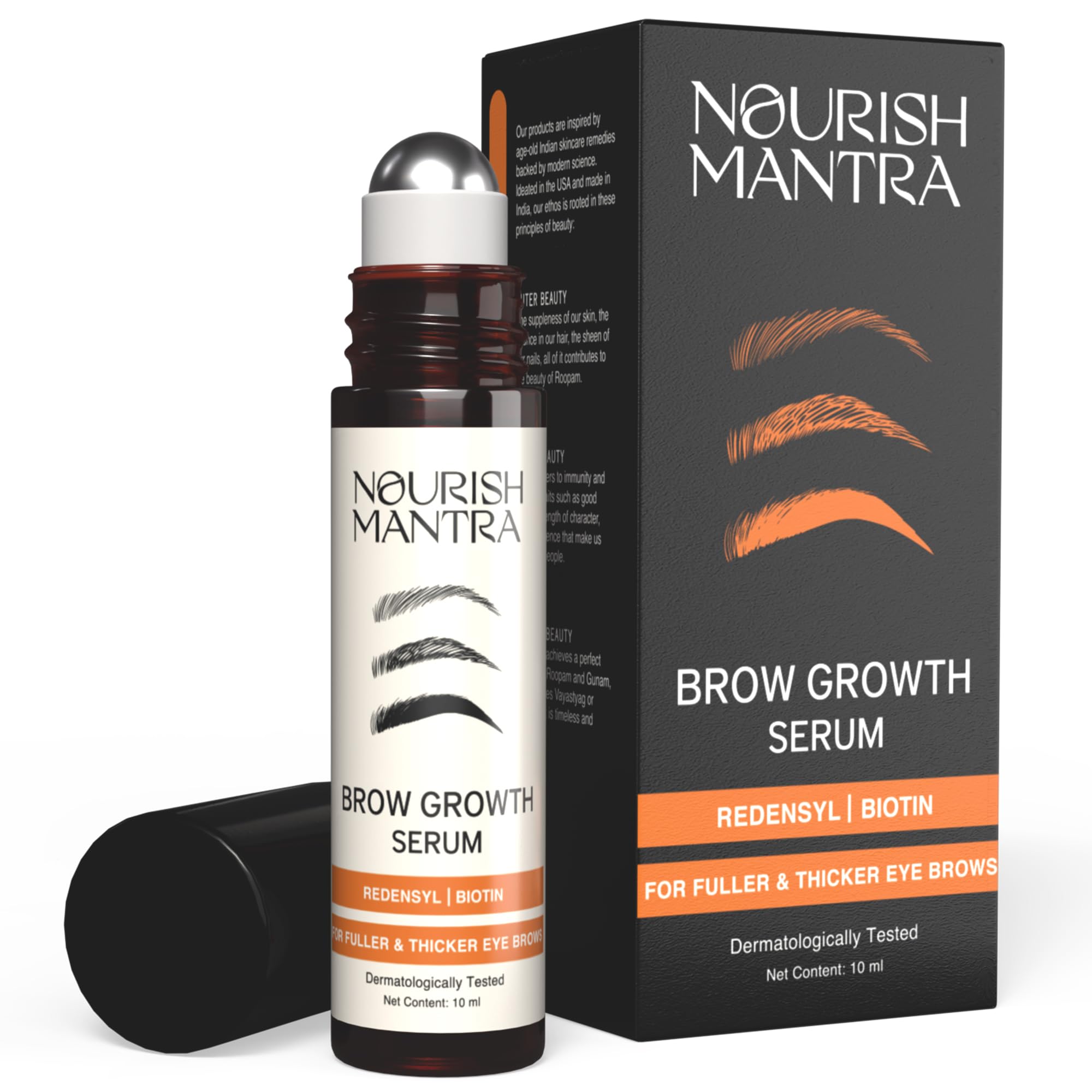 Nourish Mantra - Brow Growth Serum | Formulated with Redensyl, Biotin, Peptides & Amino Acids | for Brow Growth and Thickness | Eyebrow Growth Serum | 10 ml