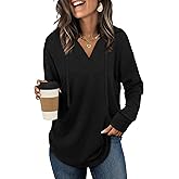 Sampeel Hoodies for Women Trendy Fall Fashion 2025 V Neck Oversized Sweatshirt Plus Size Tops Clothes