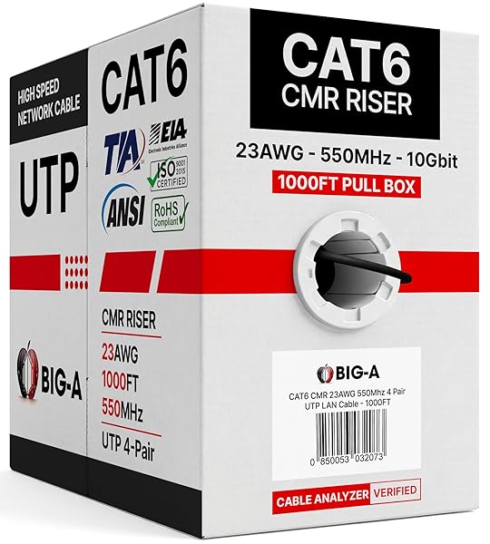 BIG-A – BULK CAT6 CABLE 1000FT 23AWG SOLID...