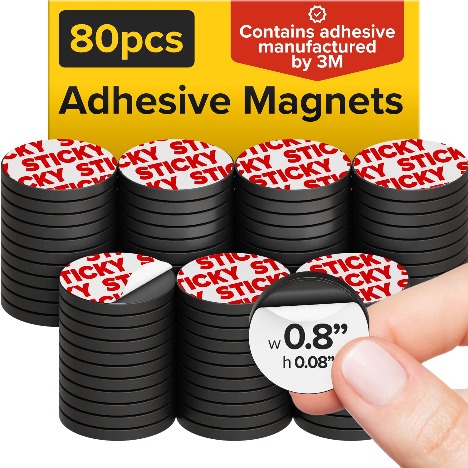 Round Flexible Magnets with Adhesive Backing - (80pcs 0.8"x0.08"/2x0.2cm) Magnetic Dots for Whiteboard, Fridge - Stickers for Planning and Organization - Teacher Must Have - Classroom Supplies