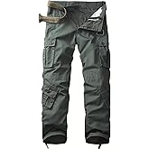 AKHIKING Men's Camo Cargo Work Pants Ripstop Lightweight Wild Army Military BDU Outdoor Trousers with 8 Pocktets (No Belt)