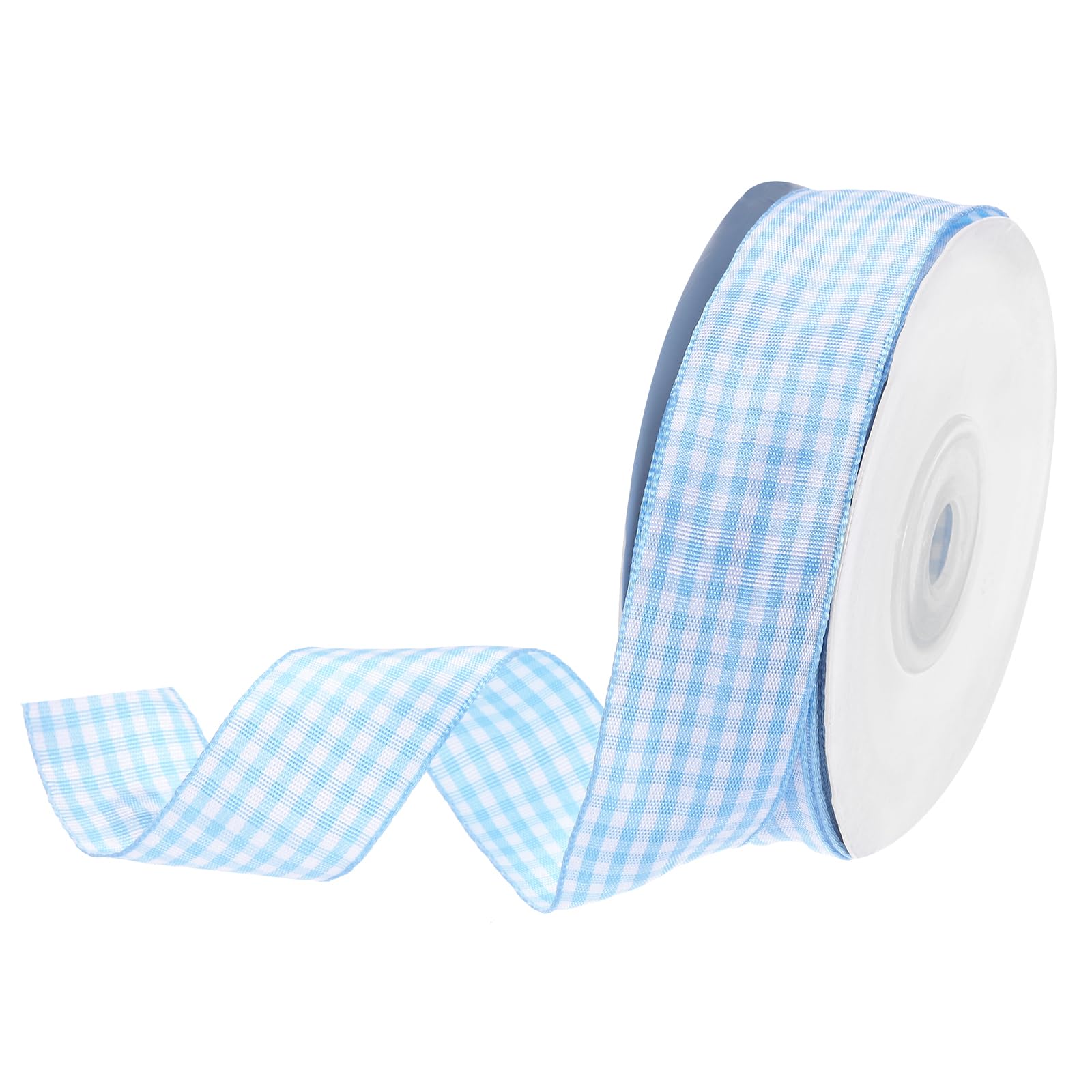 DMiotech 1 Inch 25 Yards Gingham Ribbon, Checkered Ribbon Plaid Ribbon for Gift Wrapping Decoration Art Craft DIY, Ice Blue