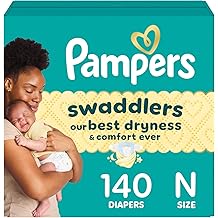 Pampers Swaddlers Diapers, Size 0 (up to 10 lbs), 140 Count, Absorbent, Keeps Baby Dry and Comfortable, Skin Safe Disposable