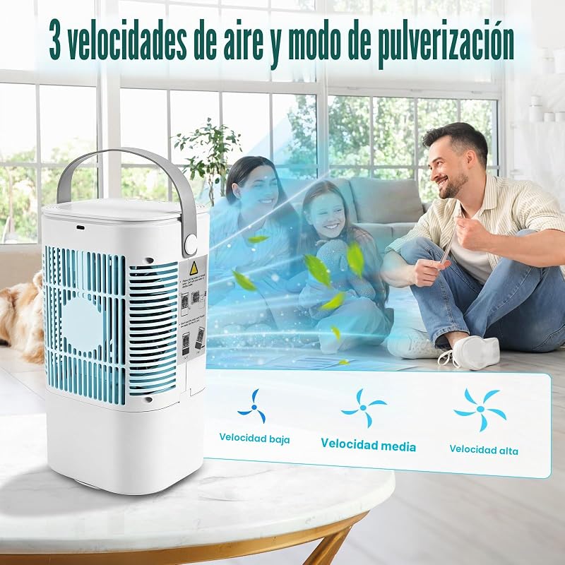 Ventilador móvil con depósito de agua de 900 ml, temporizador de 2/4 h — foto 3 de 8