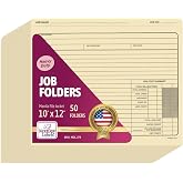 NextDayLabels Job Folders Manila File Jacket 10" x 12", Made in the USA | Heavy Duty, Preprinted to Track Job Progress, Calculating Cost, Customer Correspondences, paperwork, estimates - Pack of 50