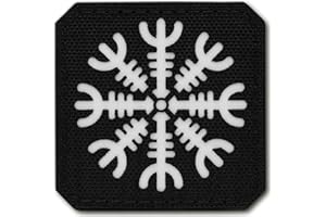 M-Tac Helm of Awe Morale Patches Vegvisir Viking Lazer Cut (Black/GITD)