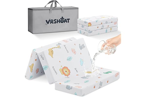 Trifold Pack and Play Mattress 38"x26"x1.5" Pack N Play Mattresses for Baby Toddler, Portable Mini Crib Mattress for Playpen