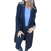 ECDAHICC Womens Wool Blend Coats Lapel Collar Double Breasted Pea Coat Winter Slim Fit Trench Coat with Pocket