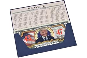 LEKA NEIL President Trump 45th & 47th President 2 Dollar Bill - Uncirculated Commemorative Coin Trump Merchandise