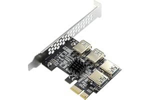 MZHOU PCI-E 1 to 4 PCI-Express 16X Slots Riser Card - Higher Stability USB 3.0 Adapter Multiplier Card for Bitcoin Mining Com