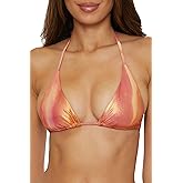 BECCA Women's Standard Triangle Bikini Top, Adjustable, Tie Back, Swimwear Separates, Solar Energy (Multicolor), D