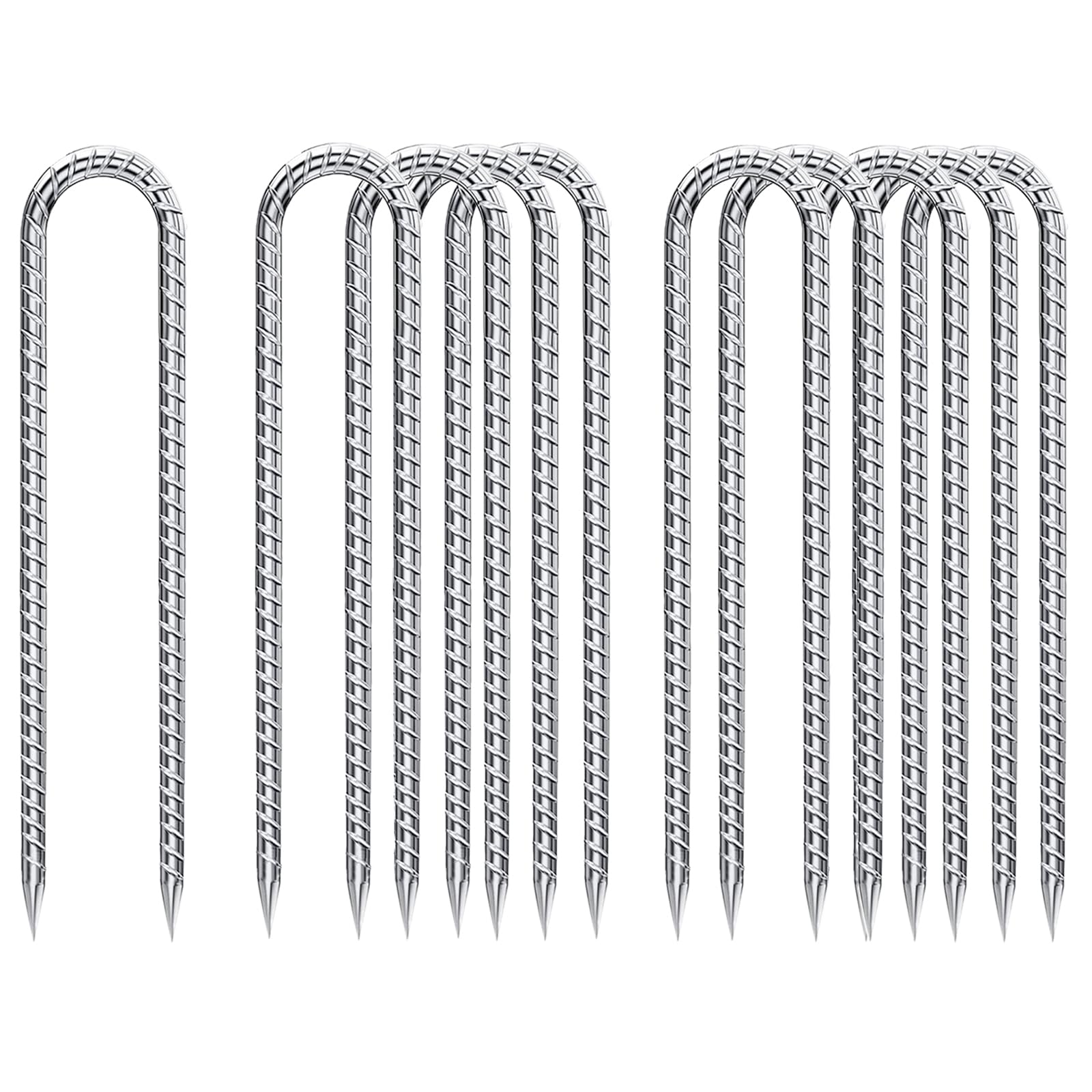 Photo 1 of **HEAVY** Rebar-Stakes-12-Inch-Galvanized, U Hook Trampoline Stakes 10 Pack Ground Anchors Tent Stakes Heavy Duty for Plants Anti-Rust Landscape Fabric Stakes Artificial Turf