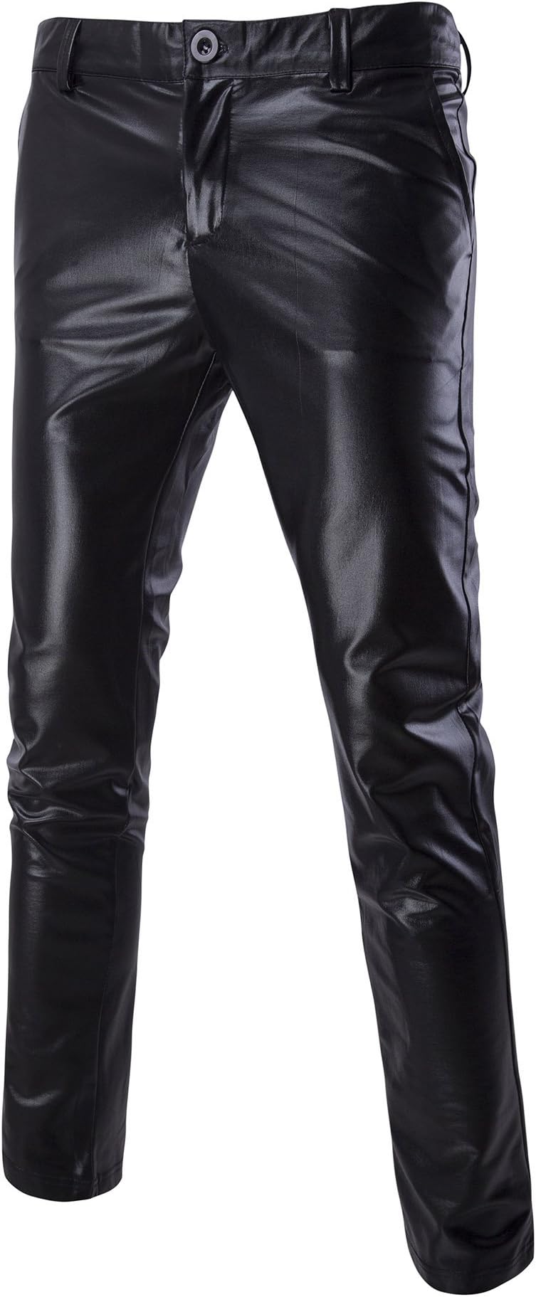 MADA Men's Skinny Night Club Metallic Faux Leather Pants