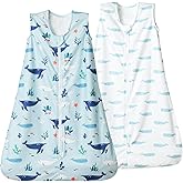 david's kids Micro Fleece Baby Sleep Sack 12-18 Months, Soft Warm Baby Wearable Blankets with 2-Way Zipper, 2 Pack Comfy Sleeping Bags for Infant Newborn Boys Girls Neutral, Large Size, Ocean Animal