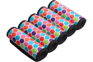 XioioiX Luggage Handle Wrap for Suitcase-Printed Bright Neoprene Luggage Tags/Grips/Identifiers/Markers/Covers/Gripper for Suitcases Carry On Bags 5 Packs (Colorful-5 Packs)