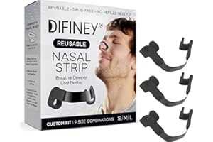 Difiney Reusable Nasal Strips for Breathing: Snoring Support, Max Strength Internal Nasal Opener, No Sticky Pads, Nose Strips Alternative, Adjustable Nasal Dilators for Sleep