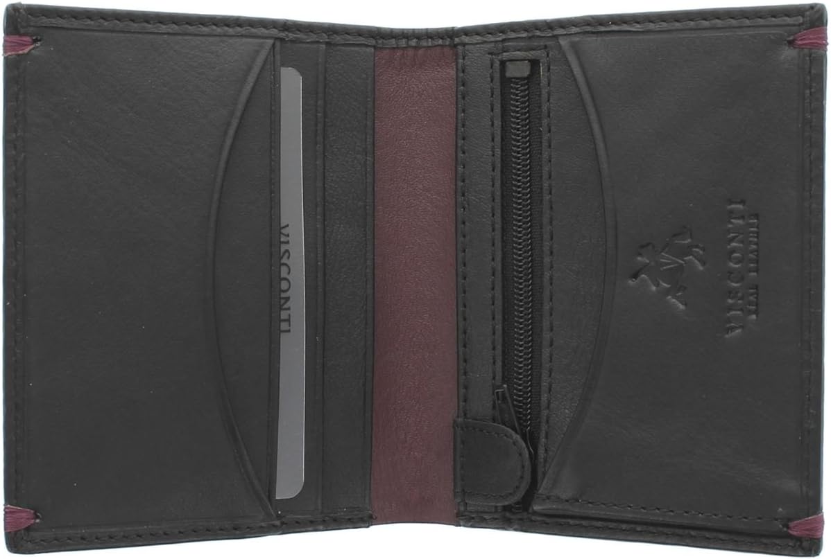 VISCONTI Alpine Collection BRIG Slim Leather Wallet RFID Blocking AP61 Black/Burgundy - Image 4
